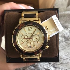 Michael Kors gold & tortoise shell watch